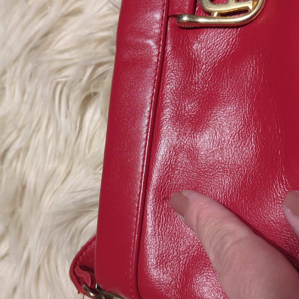 Vintage Red Aigner Shoulder Bag Purse - Picture 7 of 8